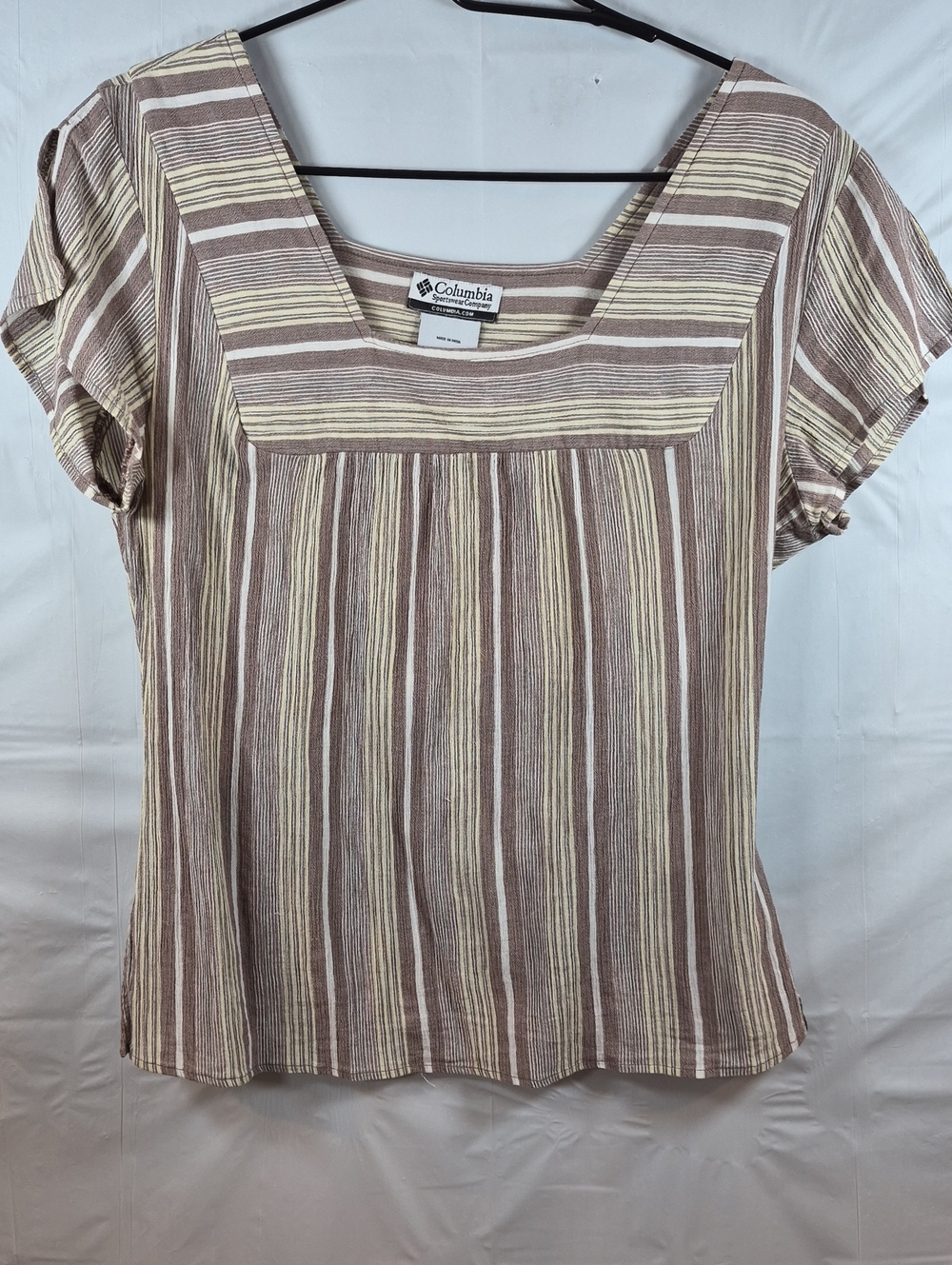 Columbia Women's Brown & Cream Striped Scoop Neck Tunic Large